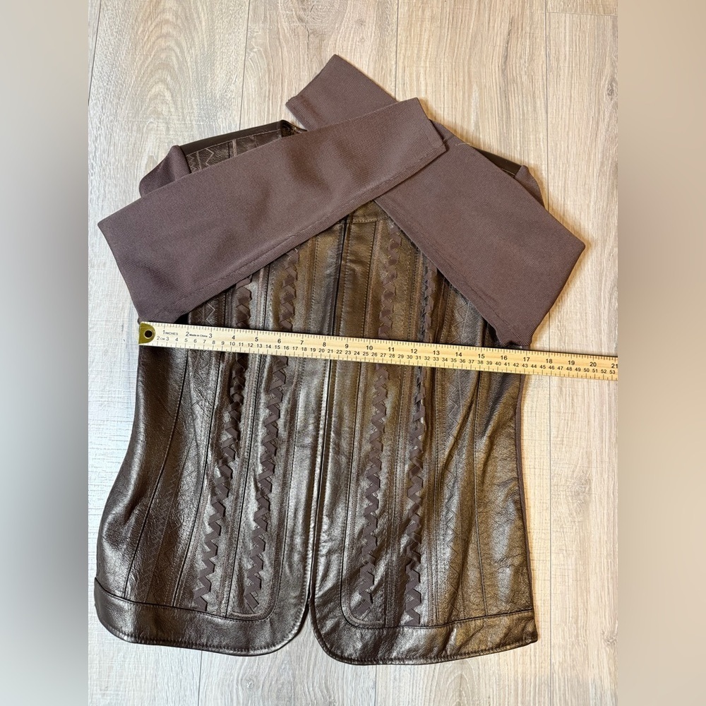 Nygard Collection Petites Brown Leather Panel Zip Jacket Size M (10–12) - Picture 9 of 12